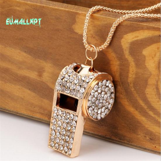 

Мода женщин свисток форма горный хрусталь кулон длинная цепочка ожерелье подарок