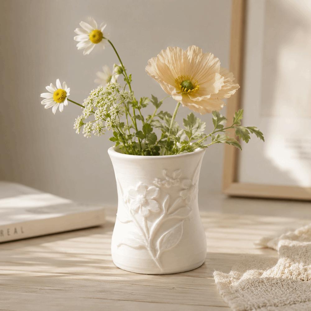3D Printed Flower Vase Raised Patterns Pen Holder Cosmetics Storage Rack Living Room Decor