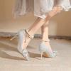Silver High-Heeled Shoes Fairy Women's -Old Adult Gift Crystal Wedding Shoes Bride Shoes New Style French Thin Heel Singl