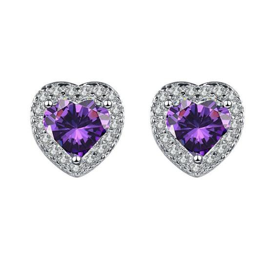 Heart Shape Earrings Full Diamond Effect Micro-Setting Love Zirconia Stud Earrings Romantic Jewelry for Women Girls Everyday Wear Anniversary Gift