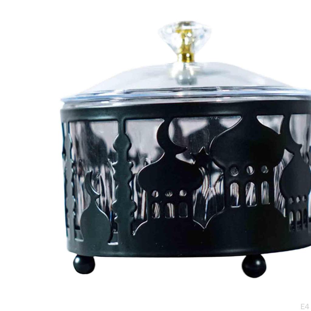 Ramadan Tray Serving Breakfast Craft Gold Islamic Food Storage Container Mubarak Plate for Eid
