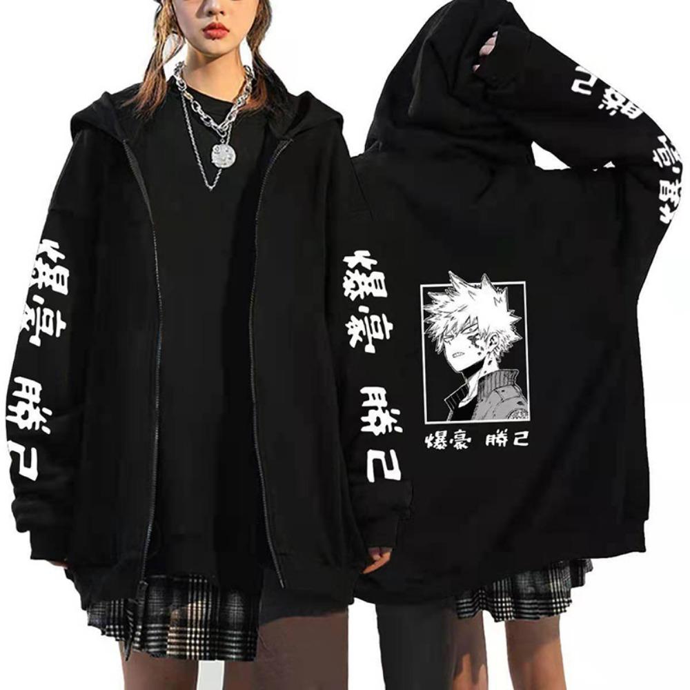 Herren Damen Reißverschluss Hoodies My Hero Academia Anime Kapuzenpullover Bakugo Himiko Shoto Sweatshirt Harajuku Unisex Streetwear Zip Jacke