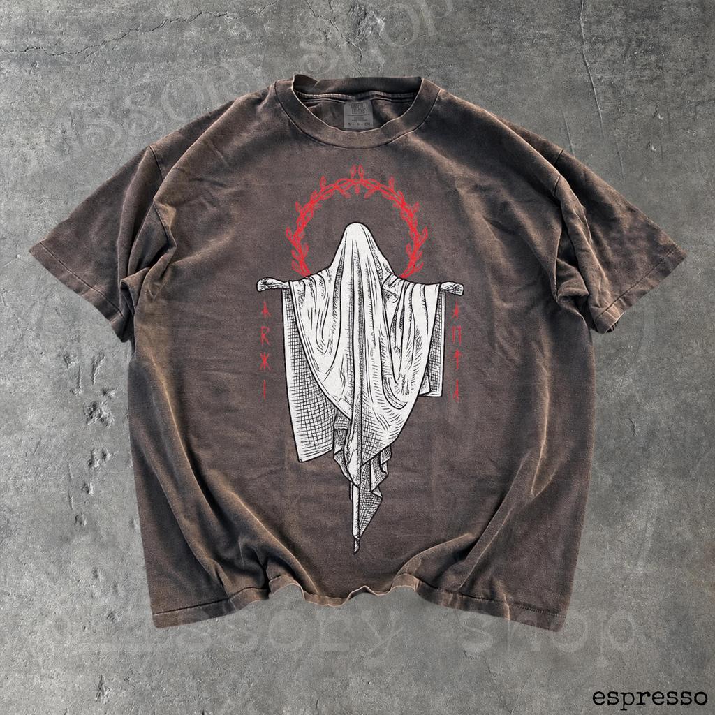 Ghost Rune Vintage 90s Style Graphic Shirt, Gothic Comfort Colors® T-Shirt, Mystical Witchcore Shirt, Dark Academia Gift, Occult Apparel