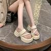 Beautiful Cool Slippers Women's Summer Wear 2025 New Set of Toe Rhinestone Muffin Thick Bottom Seaside Beach Women's Slippers