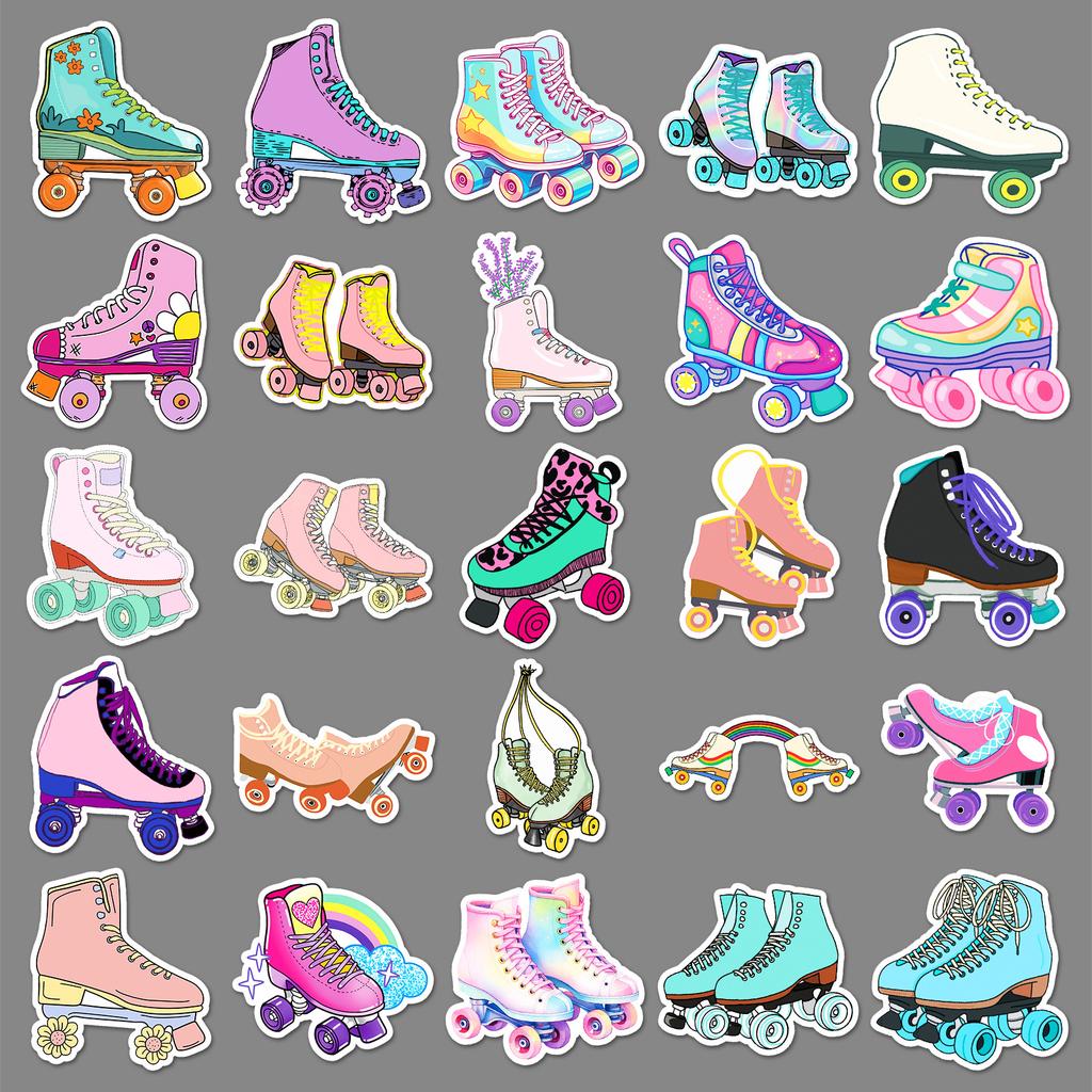 50 Roller Skates Doodle Stickers Personality Trend Cool Play Decoration Mobile Suitcase Water Cup Waterproof Stickers