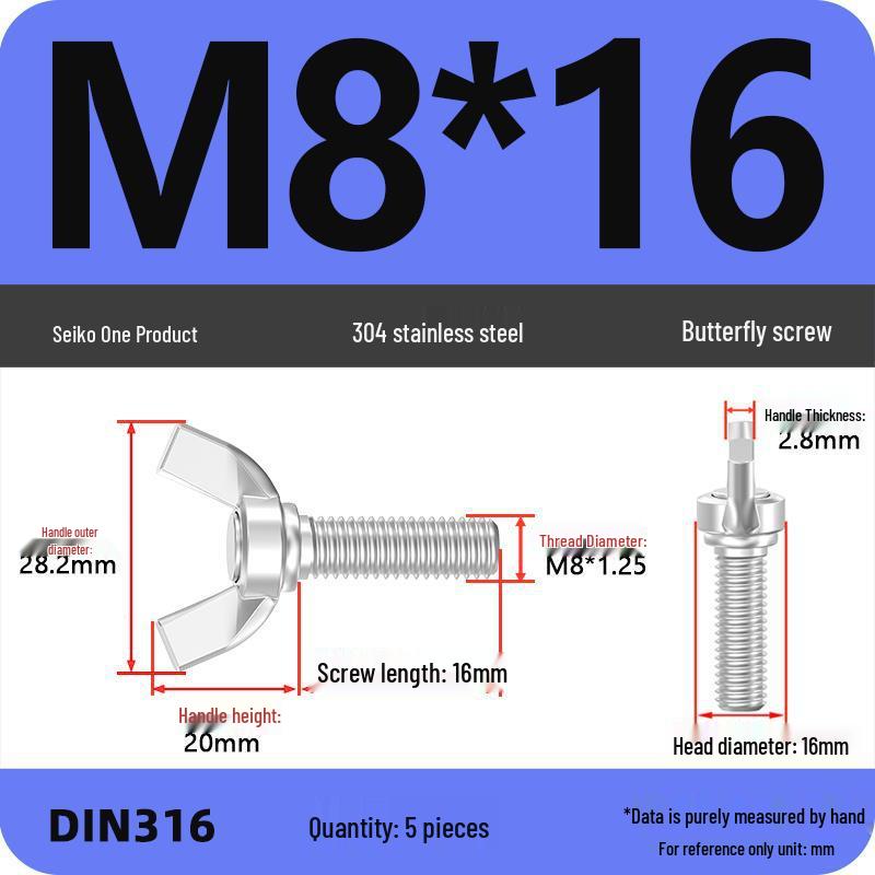 304 Stainless Steel Hand-Tightening Butterfly Weld Screws - Ram Horn M4 M5 M6 M8