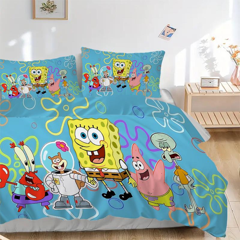 3Pcs Spongebob Friends Adventure Bedding Sets For All Sizes New 3D Printed Bed Cover Comforter Duvet Cover Pillowcase Bedroom Decoration