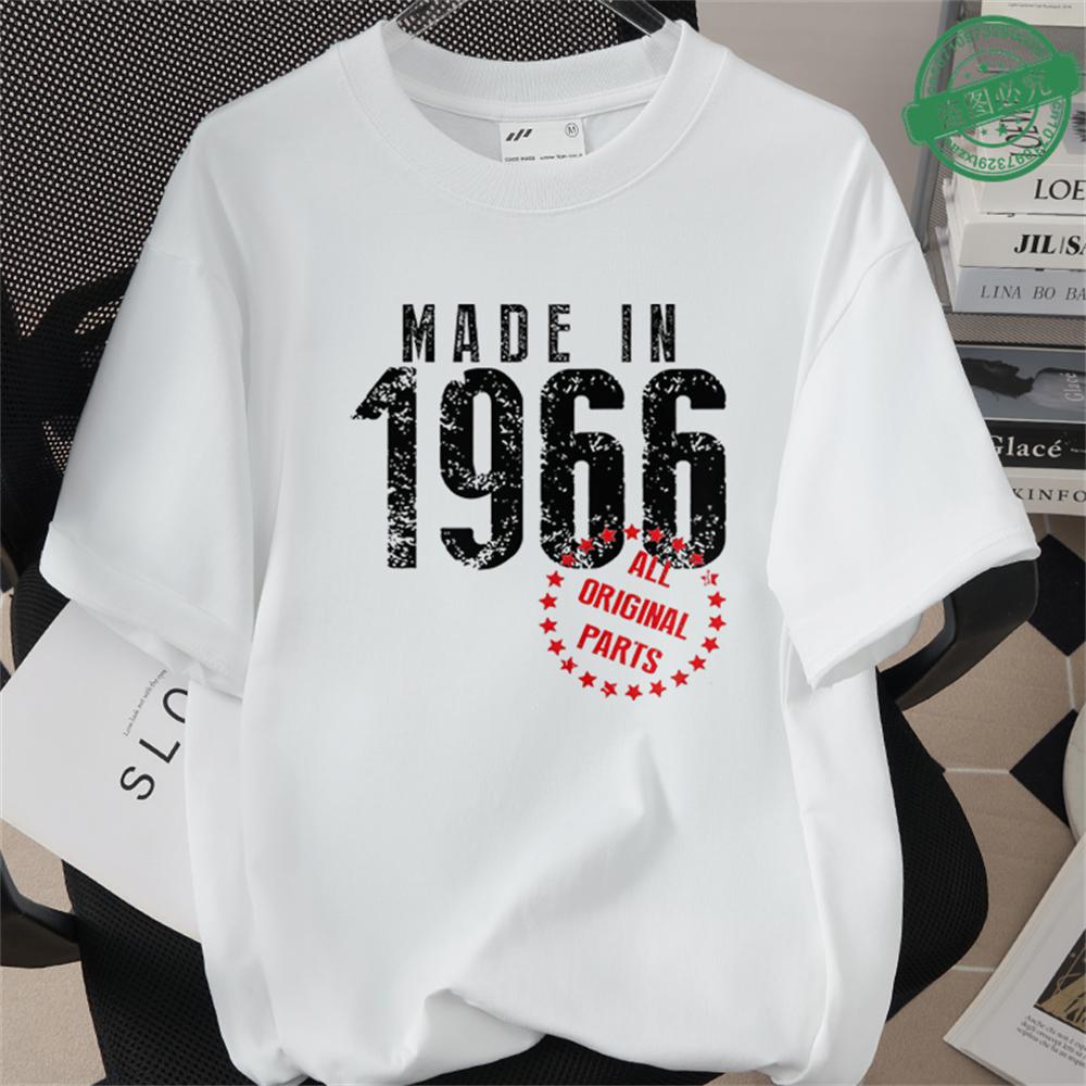 HighQuality Cotton TShirt for Men 1966 60th Birthday Unisex Loose Oversized Clothing O Neck Short Sleeve Tees Streetwear