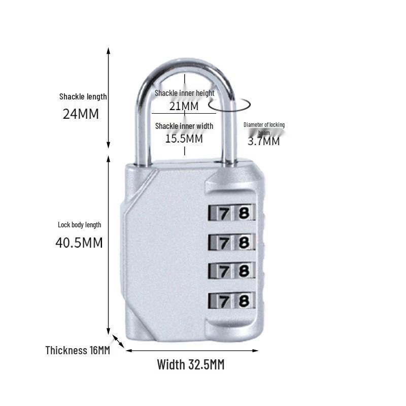 Cross-Border 4-Digit Combination Padlock: Anti-Theft Metal Lock for Gym Lockers & Suitcases