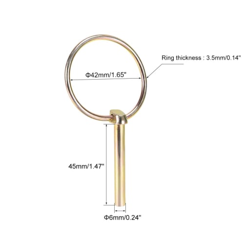 uxcell 5-Piece Lynch Pin with Ring, Trailer Pin Assortment Kit, 6mm x 45mm, for Boats, Kayaks, Canotes, Trailers, Tractors, Trolleys, and Horseboxes