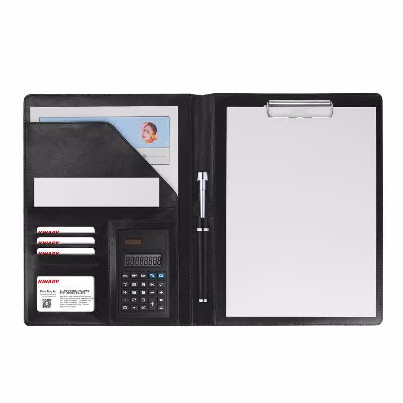 PU Leather Business Manager Folder with Calculator