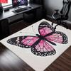 Pink Floral Butterfly Area Rug, Non-Slip Soft Carpet for Living Room Bedroom, Aesthetic Geometric Floor Mat for Home Decor