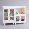 1 Set Miniatur Weißer Schrank Vitrine Aufbewahrung Schließfächer + Verzierung Möbelmodell Dekor Spielzeug Puppenhaus Zubehör