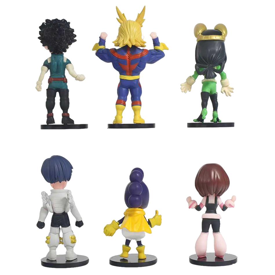 6 Pcs My Hero Academia Q-version Cute Midoriya Izuku Tsuyu Asui Todoroki So Figurines Model Ornaments Kids Gift