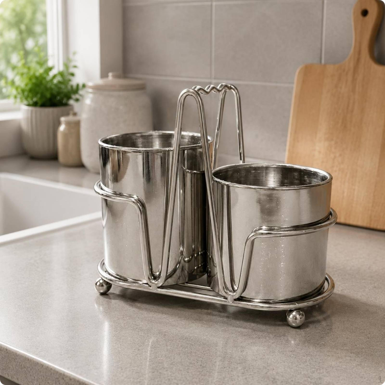 Stainless Steel Utensil Holder Rust Resistant Tableware Stand for Dining Table