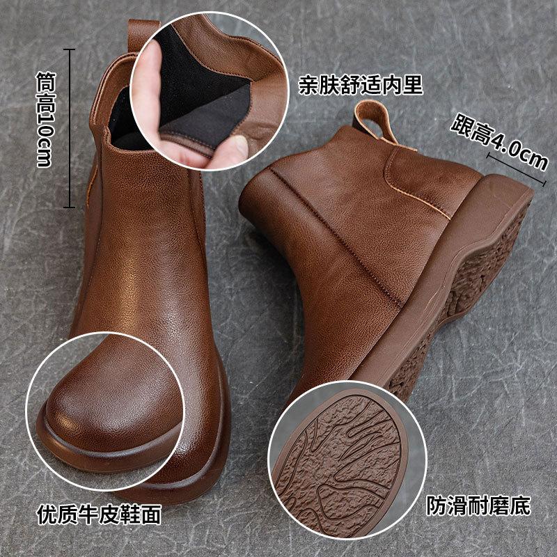Autumn and Winter Retro Leather Martin Boots Girls Boots 2025 Popular Short Boots Versatile Thick Heel Chelsea Women's Shoes Boots