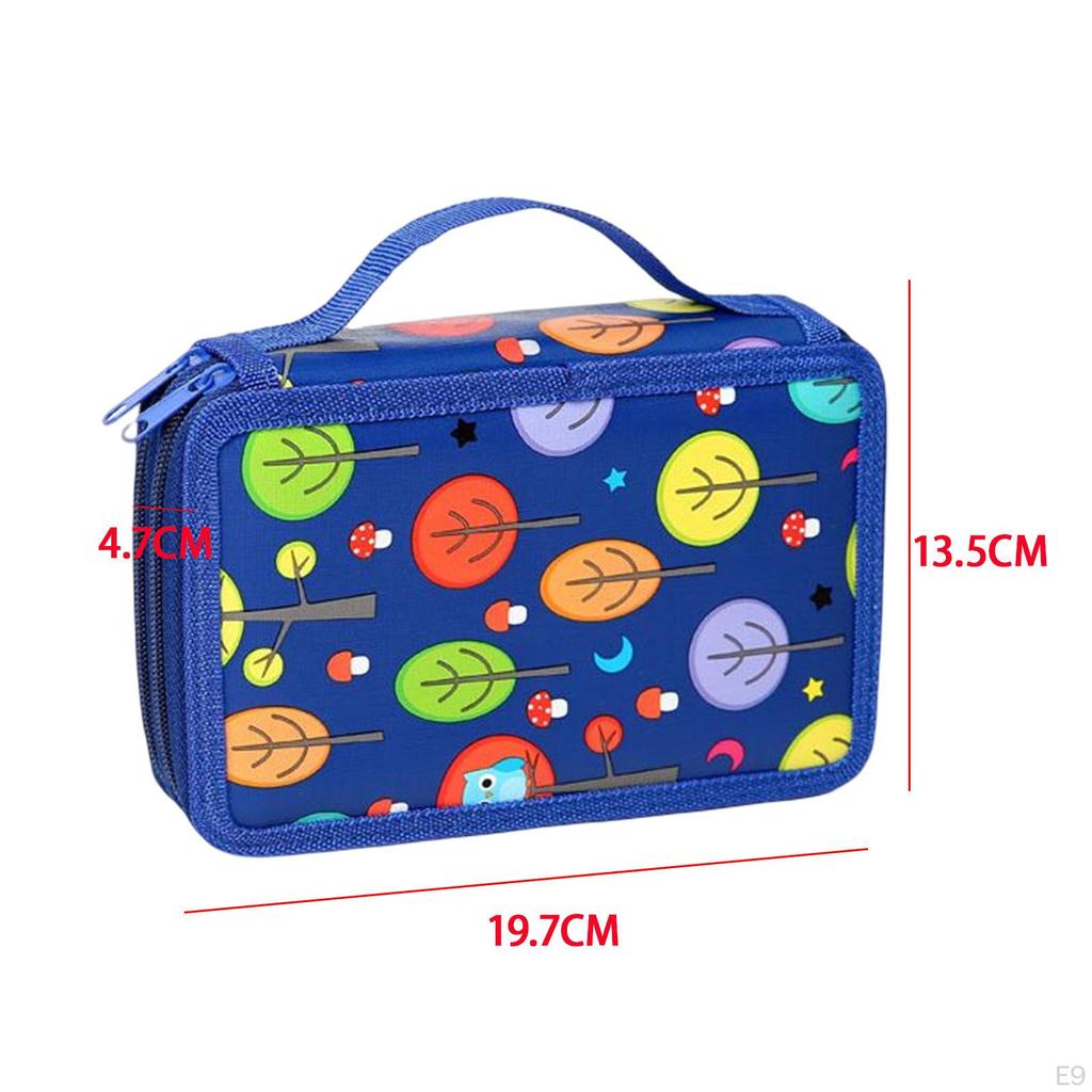 72 Slots 2 Layer Pencil Bag Stationery Makeup 7.87x4.92x3.15inch with Zipper Daily Use Big