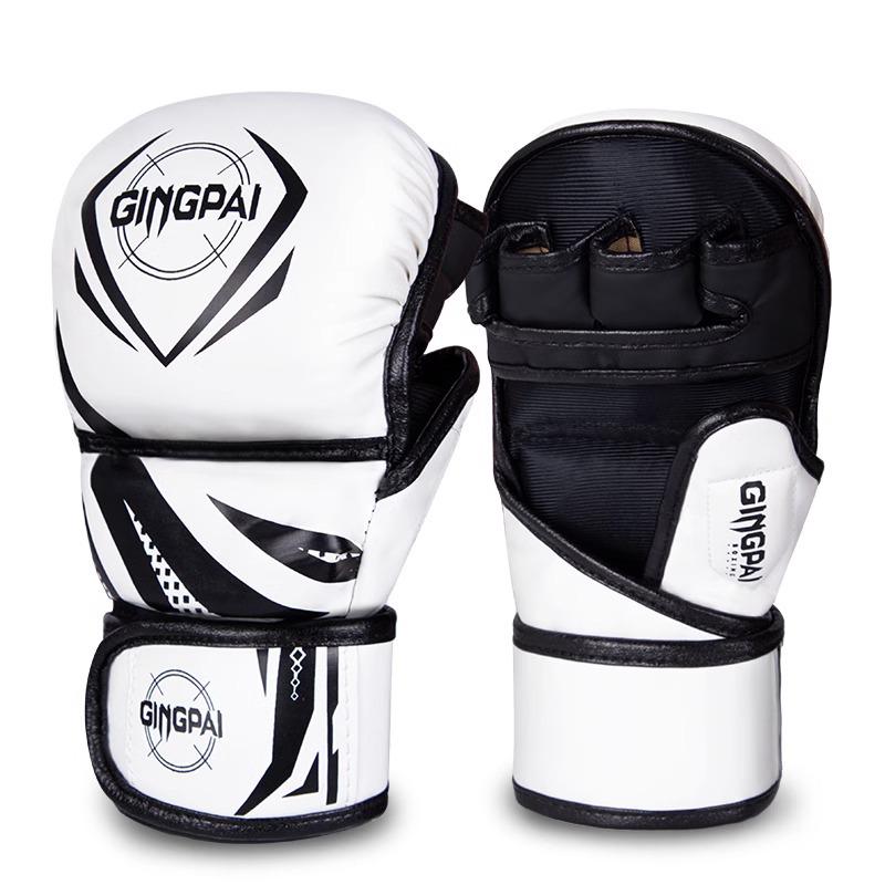 Profesionální MMA a boxerské rukavice s polovičními prsty pro děti a dospělé – Zesílené pro Muay Thai boj, Sanda a trénink na boxovacím pytli pro muže a ženy.