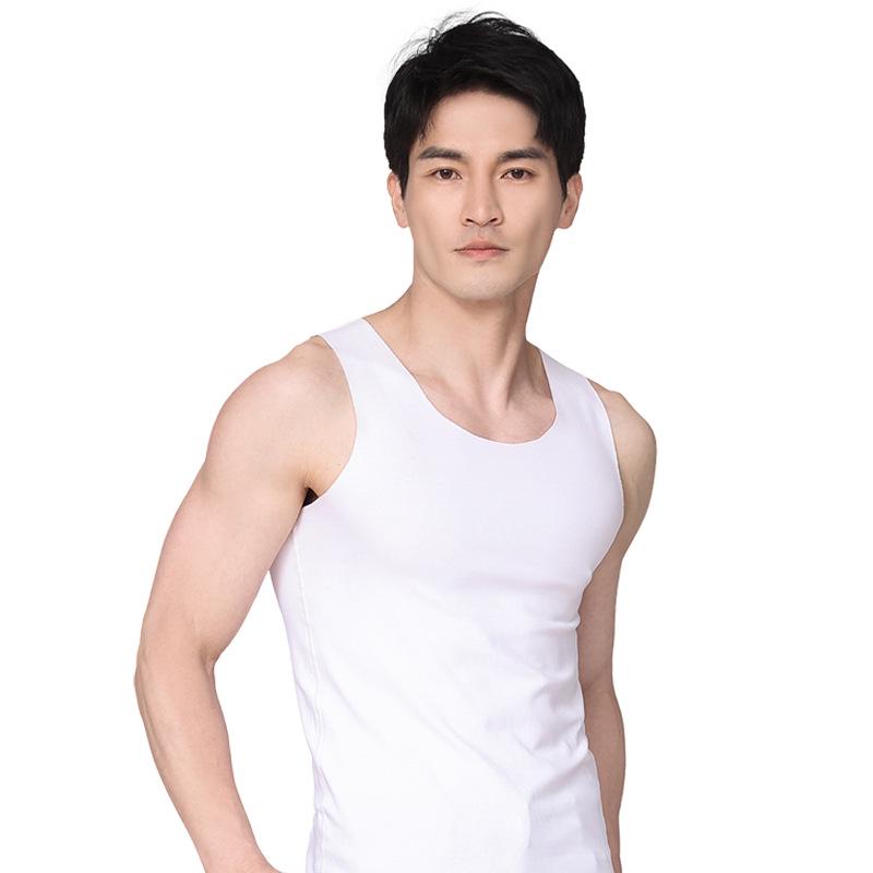 Men's Seamless Cotton Vest - Breathable, Elastic, Ribbed, Round Neck, Comfortable Base Layer
