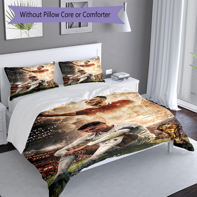 Ronaldo's Cristiano Ronaldo's Journey Bedding Set, Breathable Duvet Cover with Pillowcases, Soft Bed Linen for Bedroom Home Decoration, Perfect Festiv