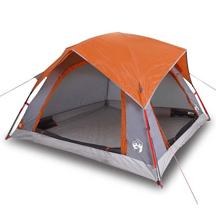 VidaXL 4-Person Cabin Camping Tent Grey Orange Waterproof 4009454