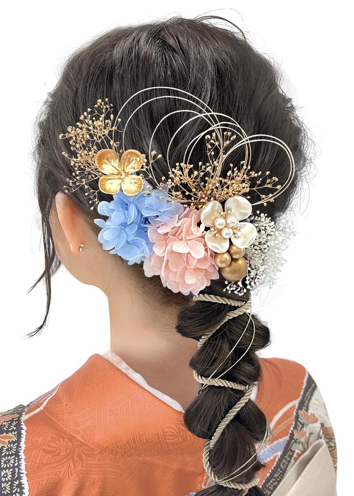 Hårpynt Populært hårpyntsett Hårtilbehør Hårarrangement Blomst Tørket blomst Mizuhiki Furisode Japanske klær Kimono Hakama Yukata