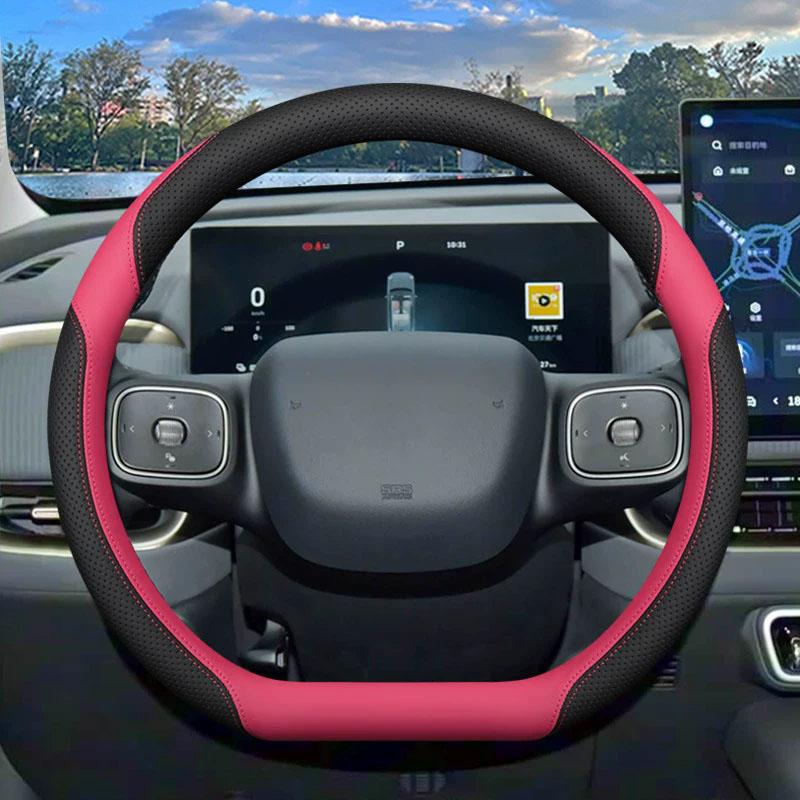 For GWM ORA 5 EV 2025 2026 2027 Leather D-shape Car Steering Wheel Cover Anti Slip Four Season Interior Accessories