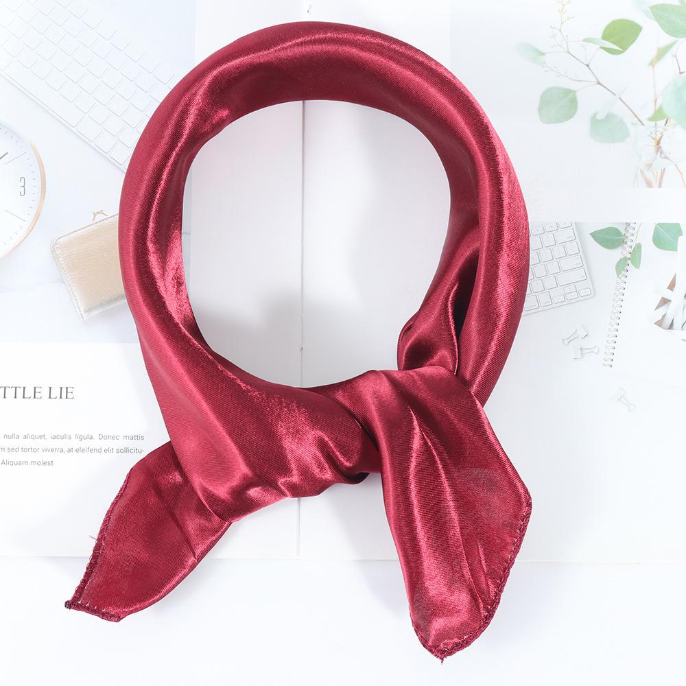 50*50cm Silk Scarf Women Small Soft Squares Decorative Head Scarf Multicolor Stripe Print Kerchief Neck Wrap Solid Colors