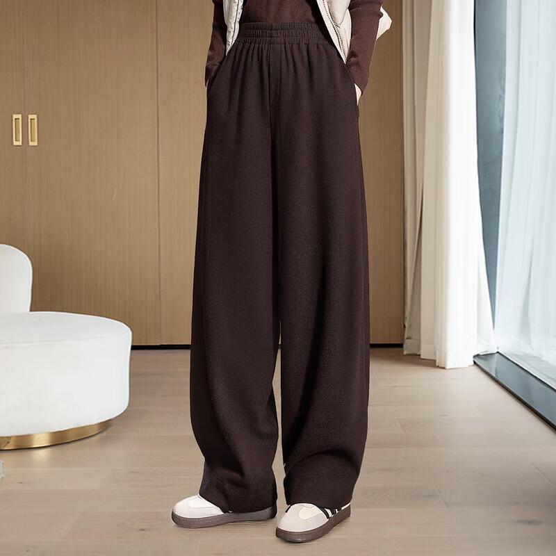 Sibaisha Women's Draped Wide Leg High Waist Casual Trousers