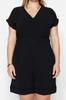 Women's Fashion New Big Size Jumpsuit Black Woven V-Neck Jumpsuit