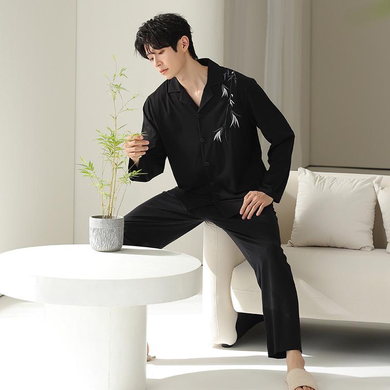 [Light and Soft] Pajamas Men's Spring and Autumn Bacteriostatic Pure Cotton Loungewear Long-sleeved Men's Casual National Style Outer Wear Suit