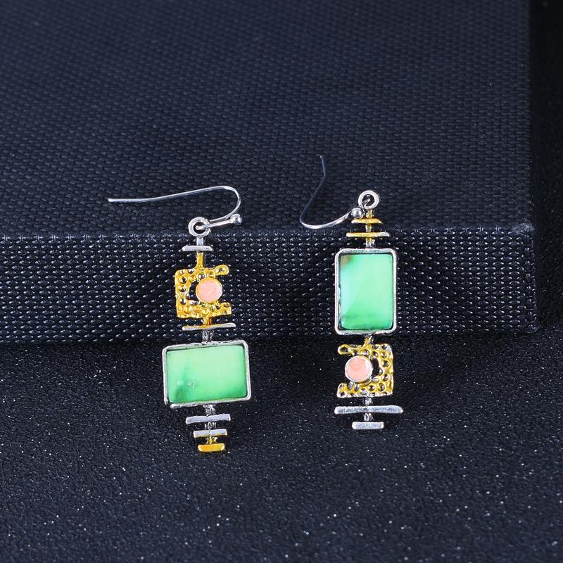 

Европейские и американские ретро серьги с бирюзовым цветовым блоком