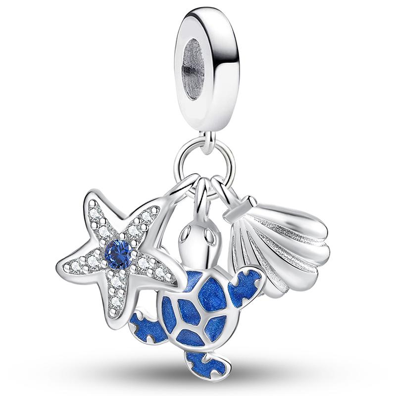 925 Sterling Silver Love Heart Flower Four Leaf Clover Turtle Charms Beads Fit for Bracelets DIY Fine Jewelry Gift