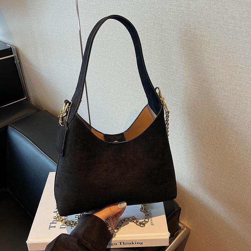 Suede bag women's autumn and winter niche chain messenger bag portable retro dumpling bag