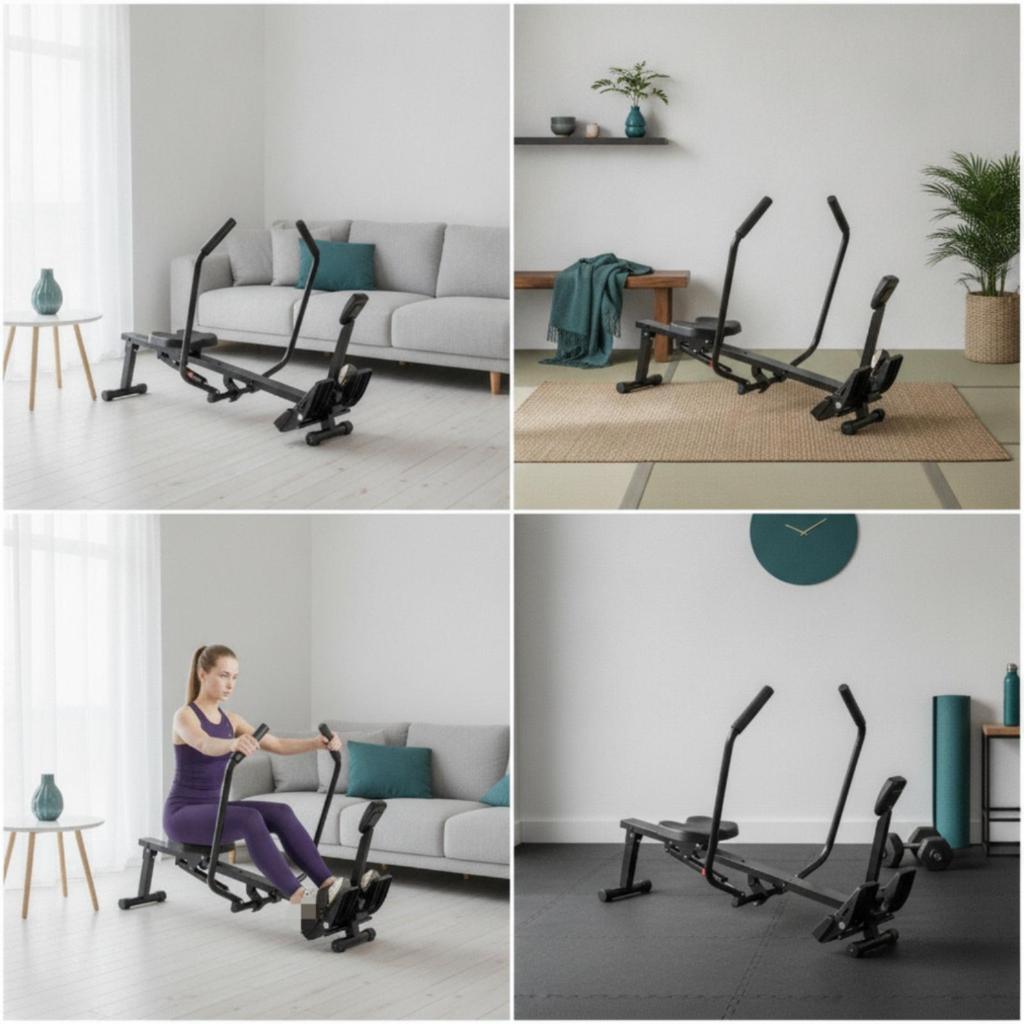 Hydraulic Rowing Machine Streamlined Compact Rower Quiet for Home Gym, Apartment
