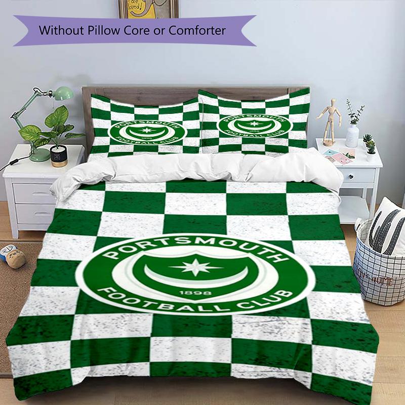 Set Copripiumino Stampato Portsmouth F.C. – include 1 copripiumino e 2 federe coordinate Decorazione per la camera da letto Regali di Natale