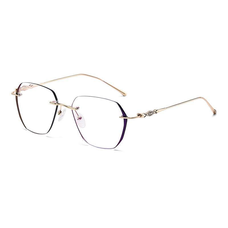 6211 Ultra-Light Hexagonal Frameless Anti-Blue Glasses, New Fashionable Plain And Thin Versatile Flat Glasses