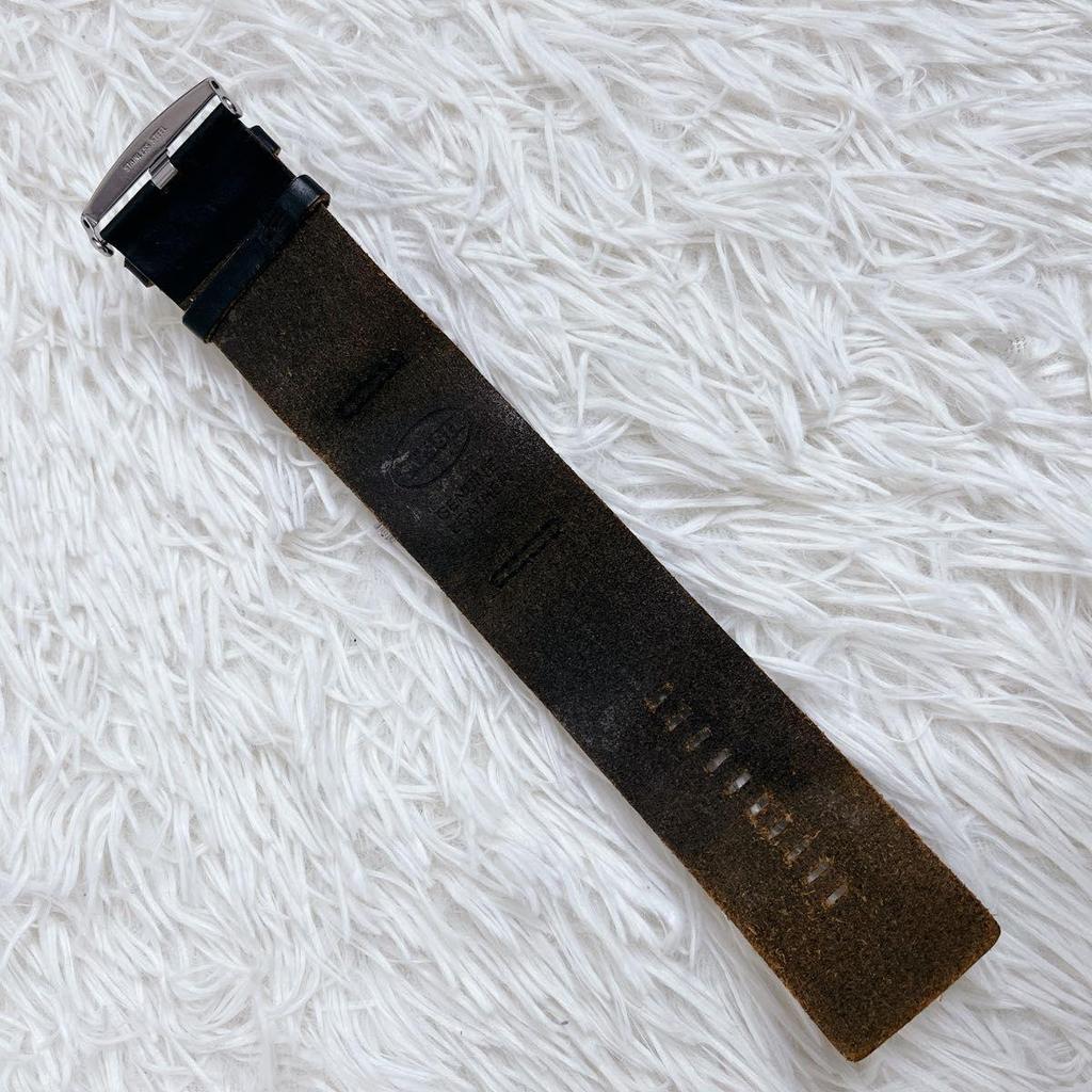 Used FOSSIL BIG TIC Robot Leather Watch Y2K Quartz