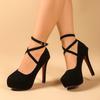 Fashion 2025 Women Pumps Summer Outdoor High Heel Dress Shoes Ankle Strap Buckle Strap Women Pumps Round Toe Thin Heel Shoes for Women