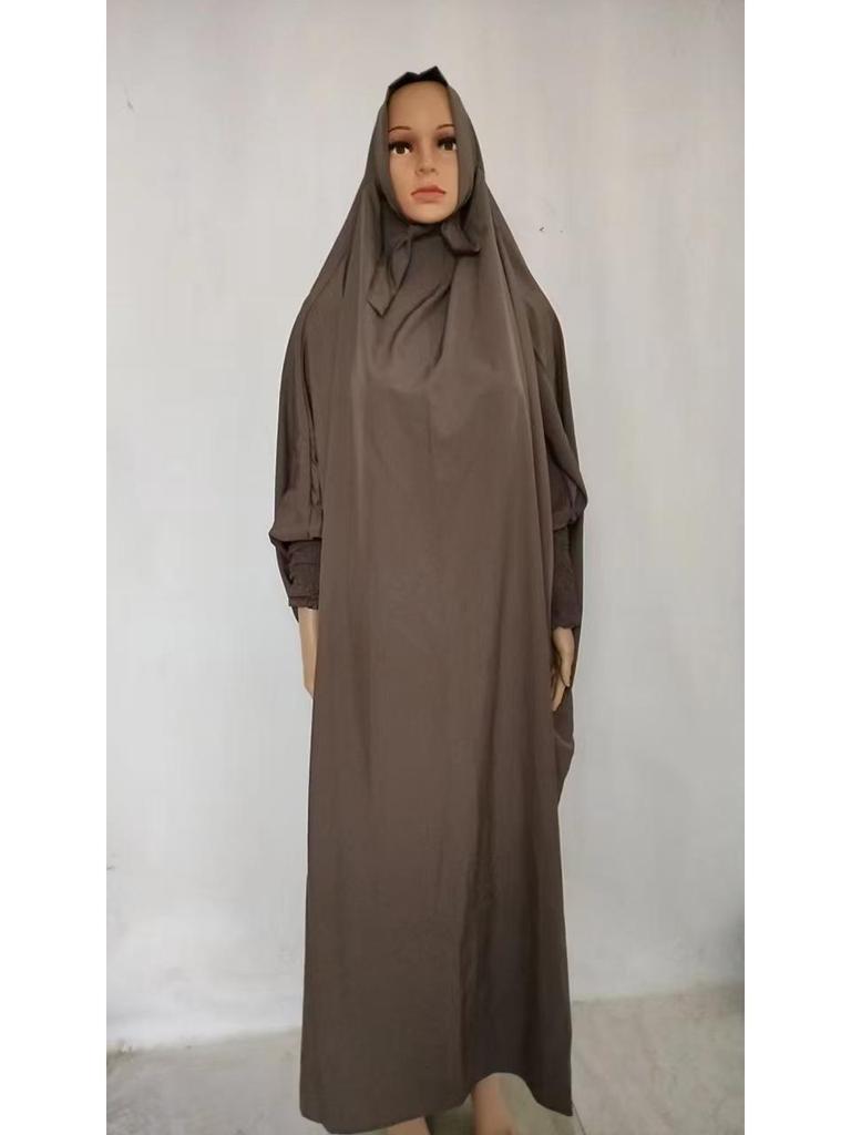 Women's Solid Color Abaya Dress - Middle Eastern & Southeast Asian Style