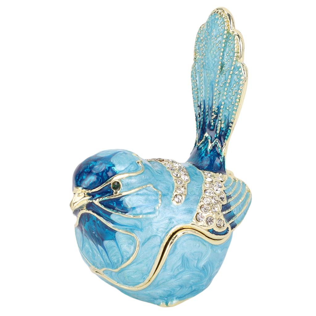Bird Trinket Box Hinged with S Metal Enamel Jewelry Box Necklace Ear S Storage Birds Figurines Home Decor