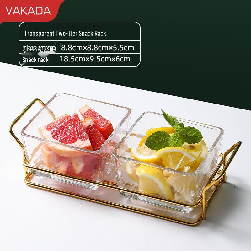 VAKADA Glass Divided Snack Serving Dish