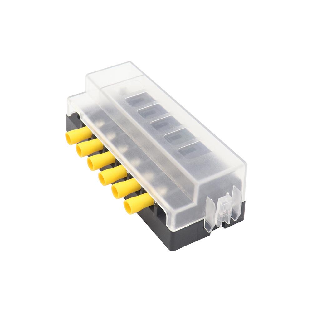 6-Way Compact Fuse Box with Single Input and 6 Outputs