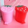 Mini Strawberry Trash Can with Lid Office Desktop Fruit Peel for Shell Container for Home Office Coffee Powder Rubbish B