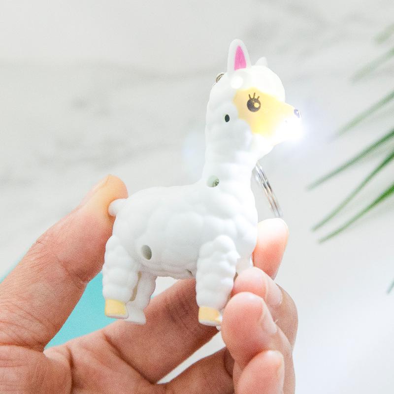 Cartoon Alpaca LED Keychain With Sound Pendant Flashlight Kid Gift Keyring Bag Cartoon Alpaca LED Keychain With Sound Pendant Flashlight Kid Gift Keyring Bag