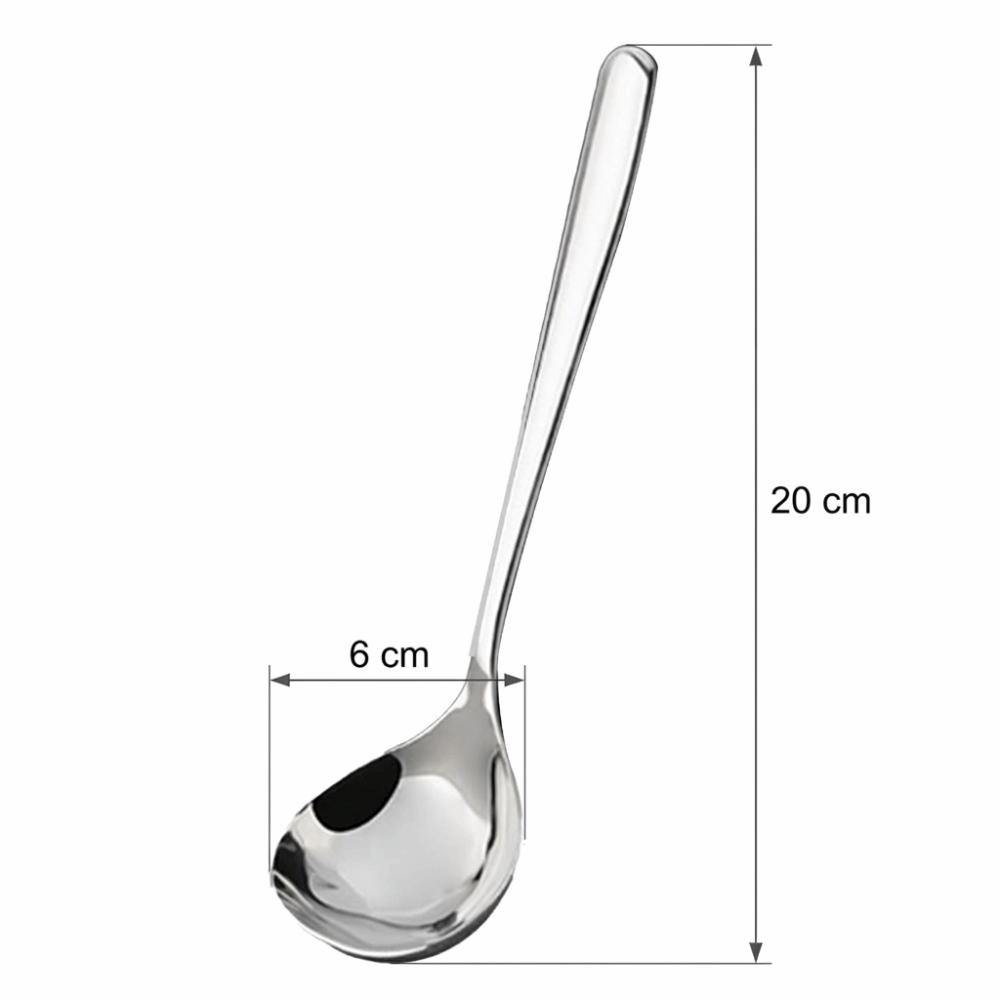 2Pcs Rustless Steel Soup Spoon Comfort‑grip Moderate Deep Household Scoop Mirror‑polished Solid Handle Soup Utensil Hot‑pot