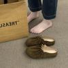 2025 Baotou Half Slippers Women's Summer New Flat-bottomed Pleated Lazy Cool Slippers Versatile Casual Muller Shoes