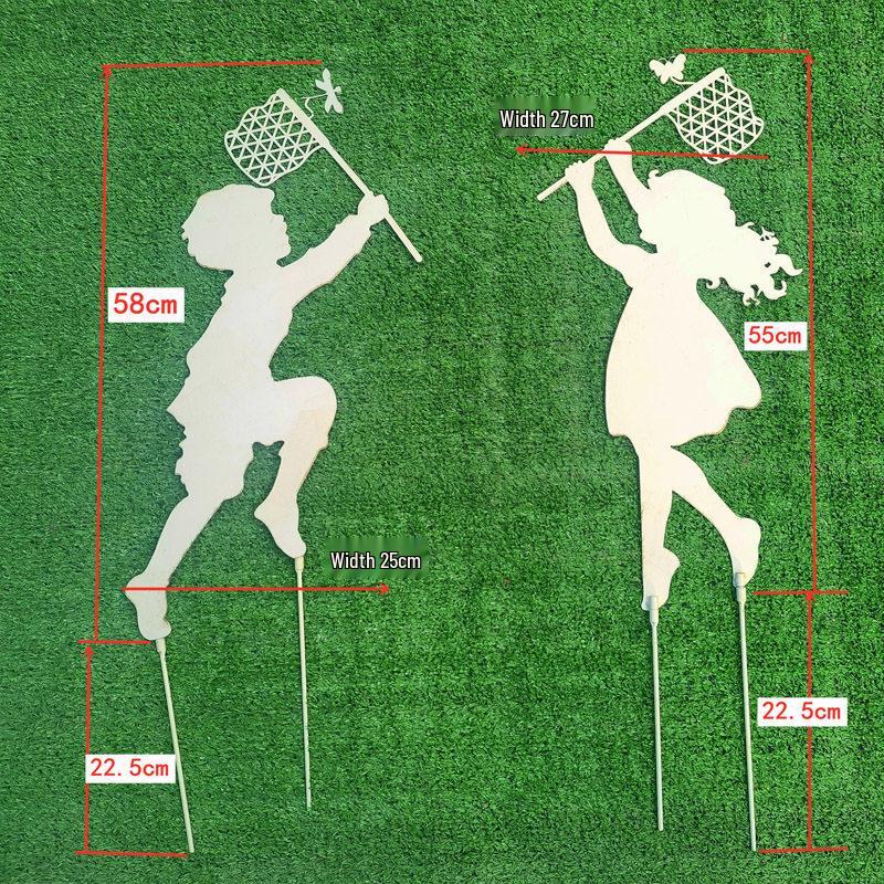 Wrought Iron Silhouette Garden Figures: Outdoor Lawn and Courtyard Decorations