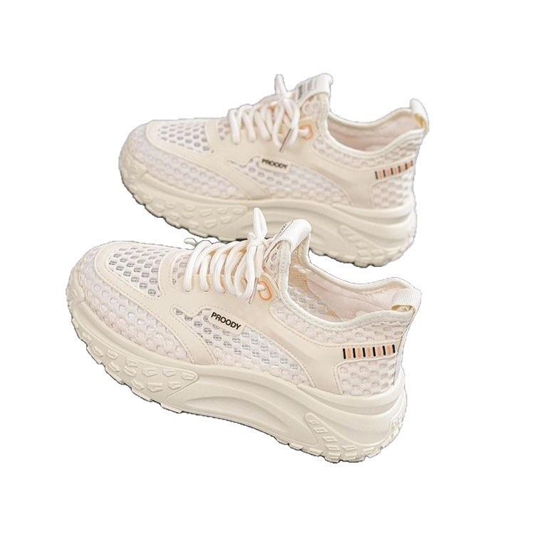 Dad shoes women's summer 2025 new popular shoes versatile thick-soled breathable single mesh casual sports white shoes