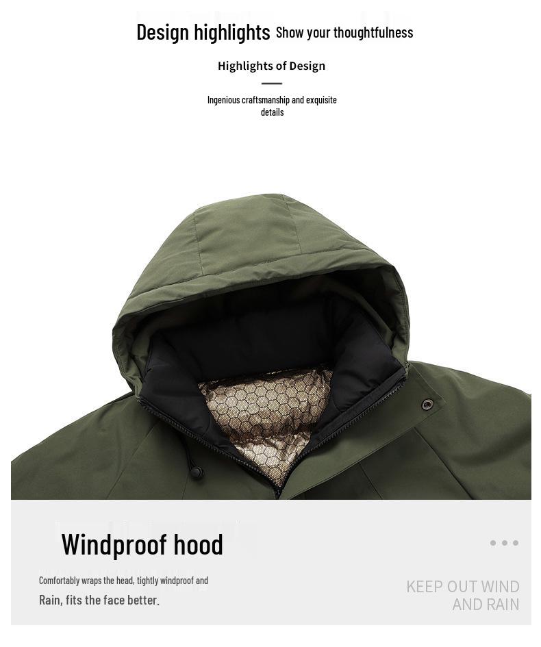 Herren Winter Graphen Baumwolle Verdickte Jacke: Plus Samt, Winddicht, Wasserdicht, Warm, Kälteschutz-Außenbekleidung für das Bergsteigen